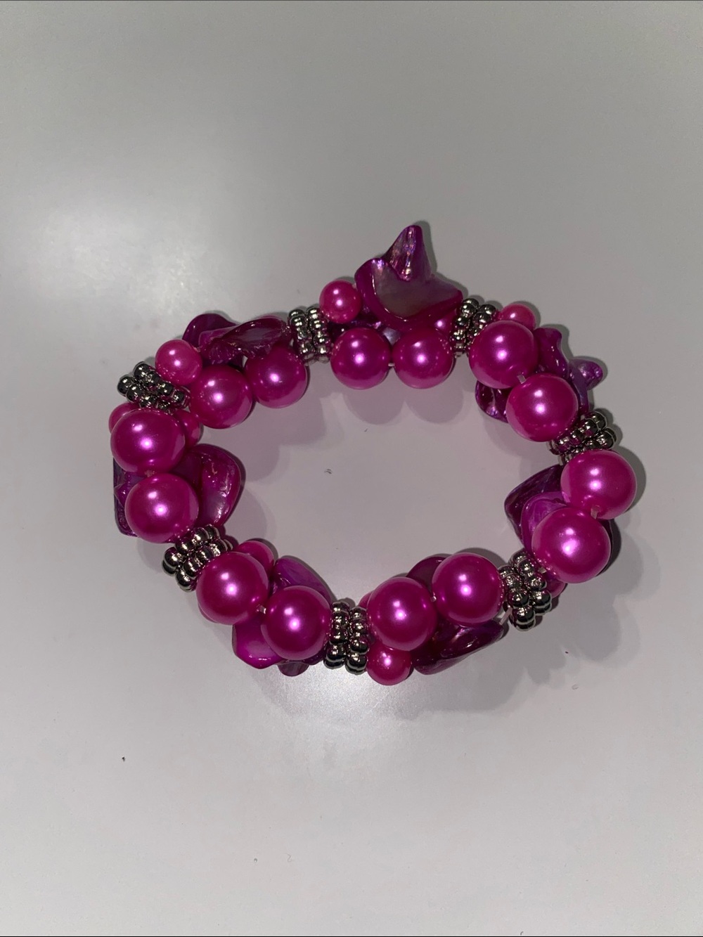 Chunky Pink Beaded Stretch Bracelet